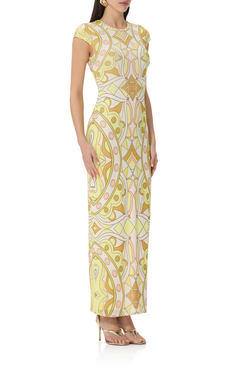 Cody Cap Sleeve Column Dress, Alternate, color, GEO SCARF