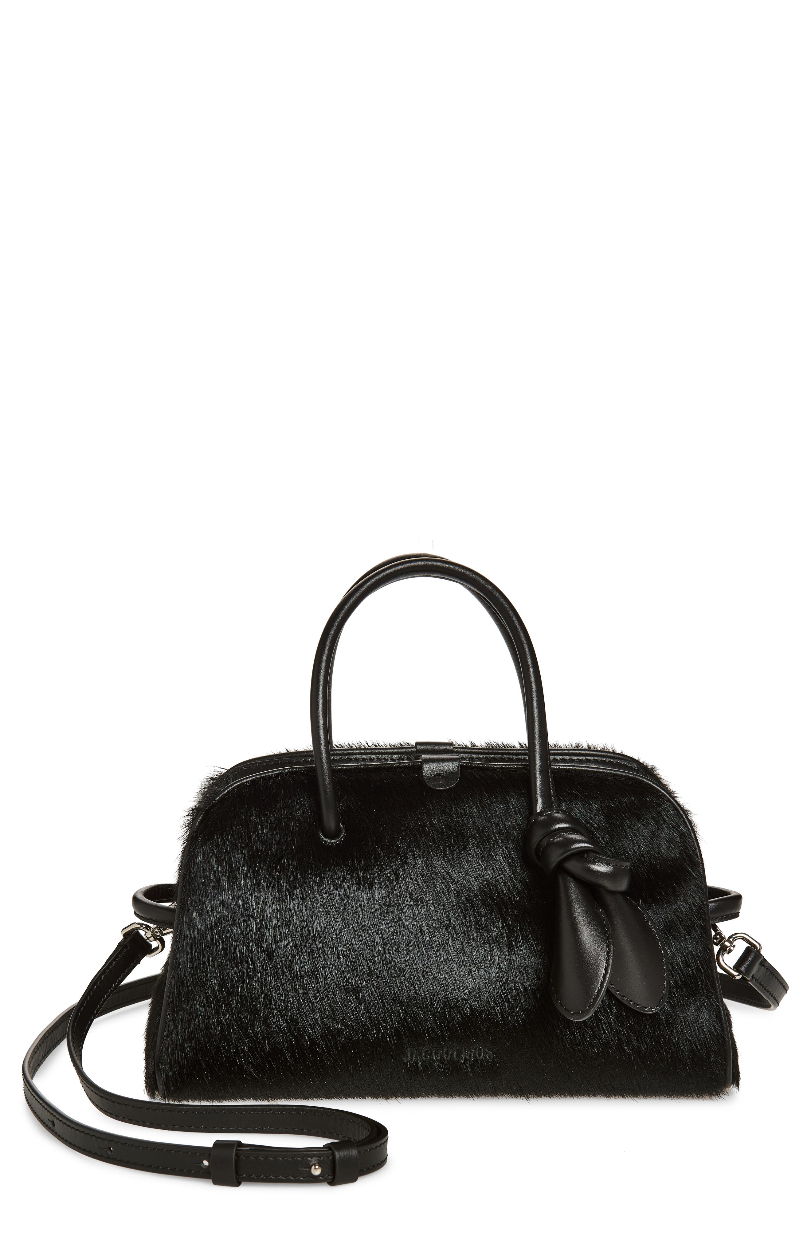 Jacquemus Le Petit Turismo Genuine Calf Hair Crossbody Bag, Main, color, Black 990