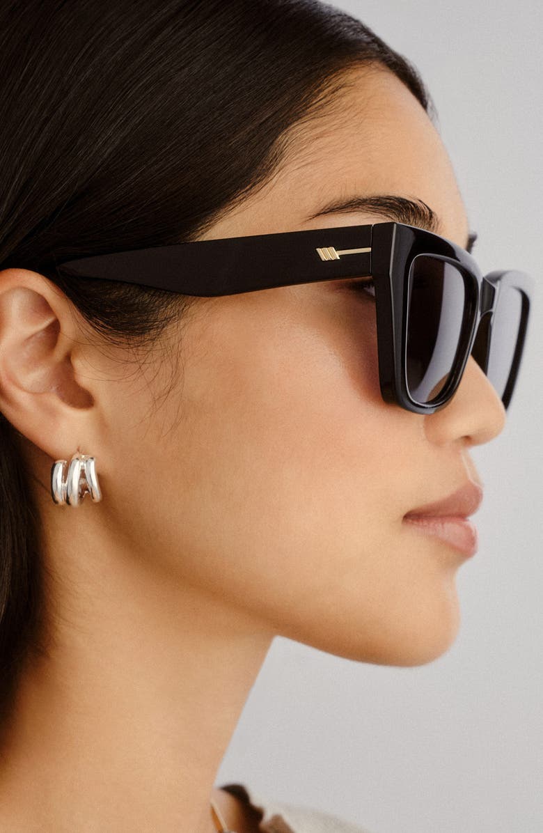 Le Specs Le Coeur 53mm Polarized Cat Eye Sunglasses, Alternate, color, Black / Smoke Mono Polarized