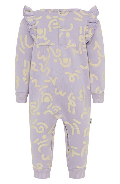 Tiny By Tiny Tribe Wiggle Frill Fleece Romper In Purple