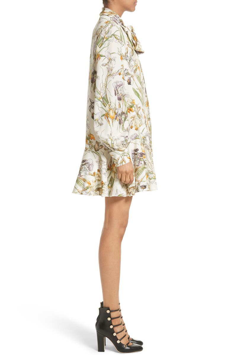 McQueen Alexander McQueen Iris Print Silk Crêpe de Chine Dress, Alternate, color,
