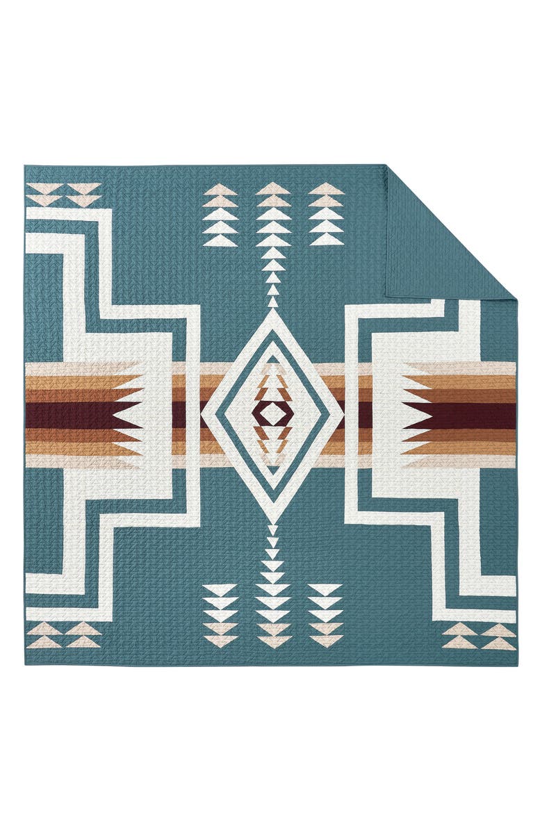 Pendleton Harding Pieced Cotton Quilt & Sham Set, Main, color, Slate