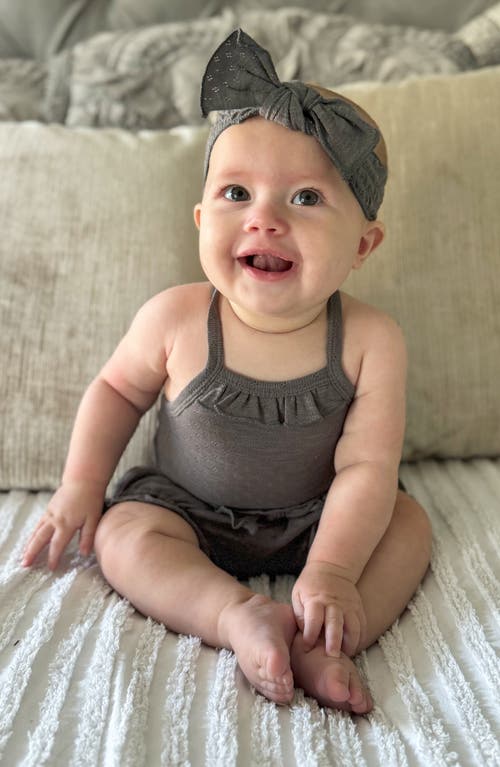 L'ovedbaby Organic Cotton Pointelle Bodysuit, Bloomers & Headband Set In Gray