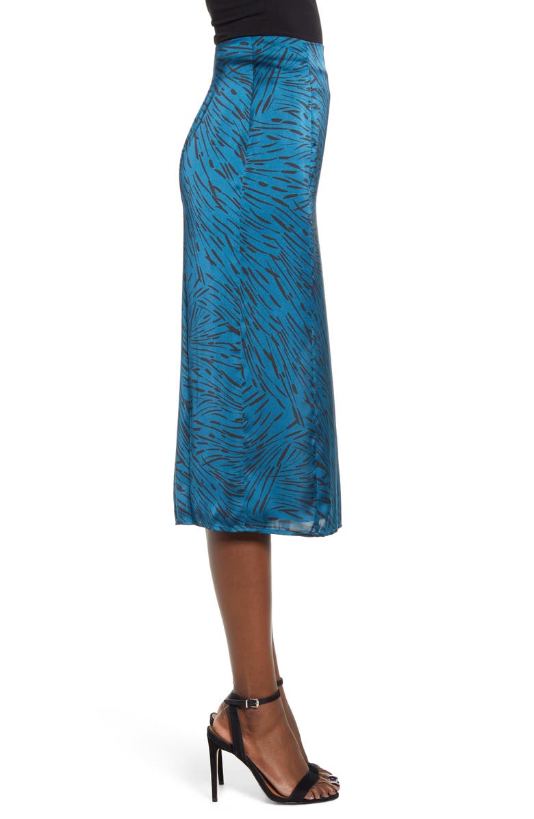 Leith Satin Front Slit Midi Skirt, Alternate, color, 