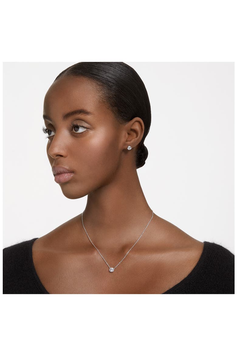 Stilla Stud Earrings & Necklace Set, Alternate, color, SILVER