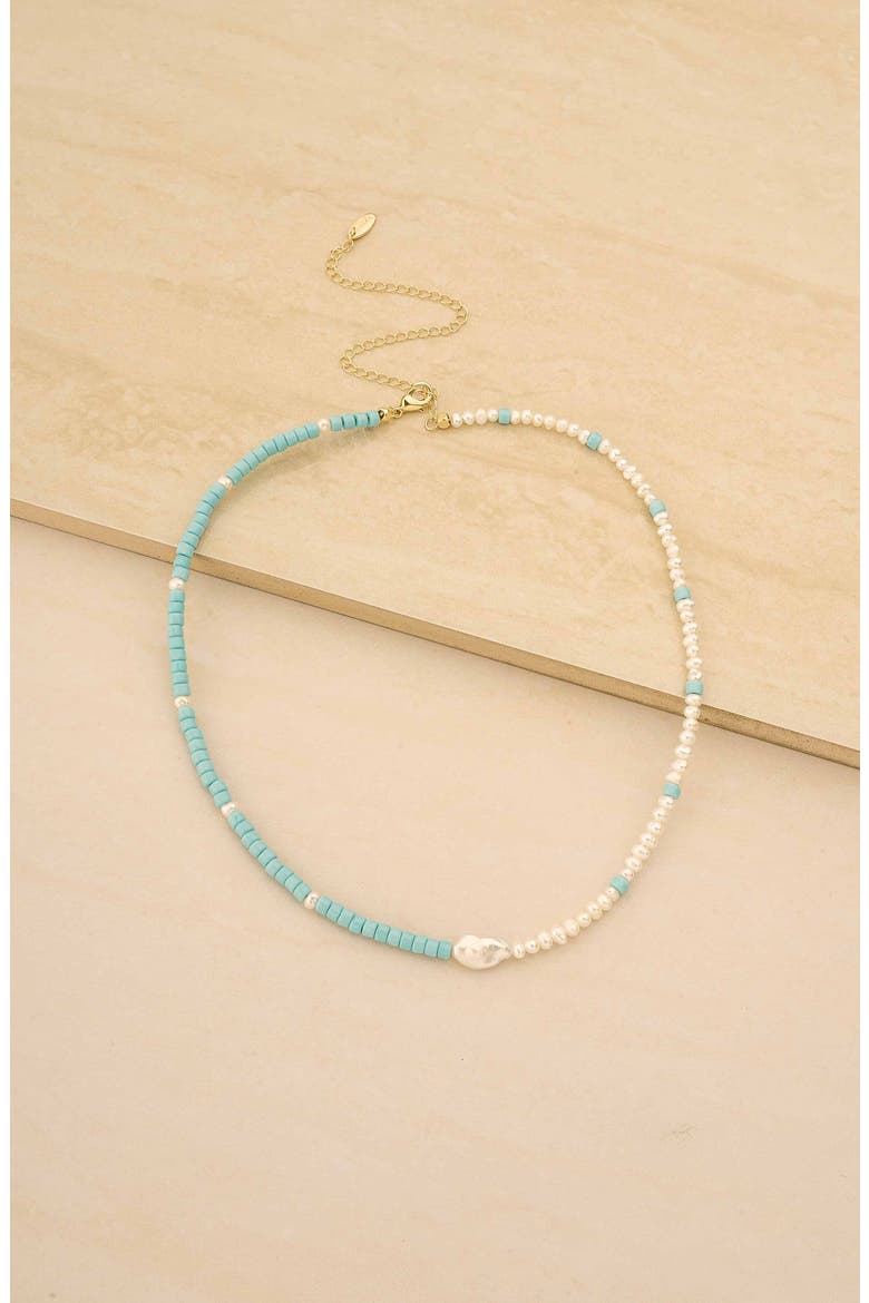 Genuine Pearl & Bead Necklace, Alternate, color, GOLD