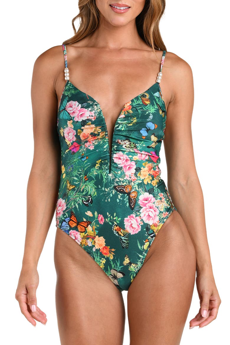 Lilou Print One-Piece Swimsuit, Main, color, GREEN MULTI