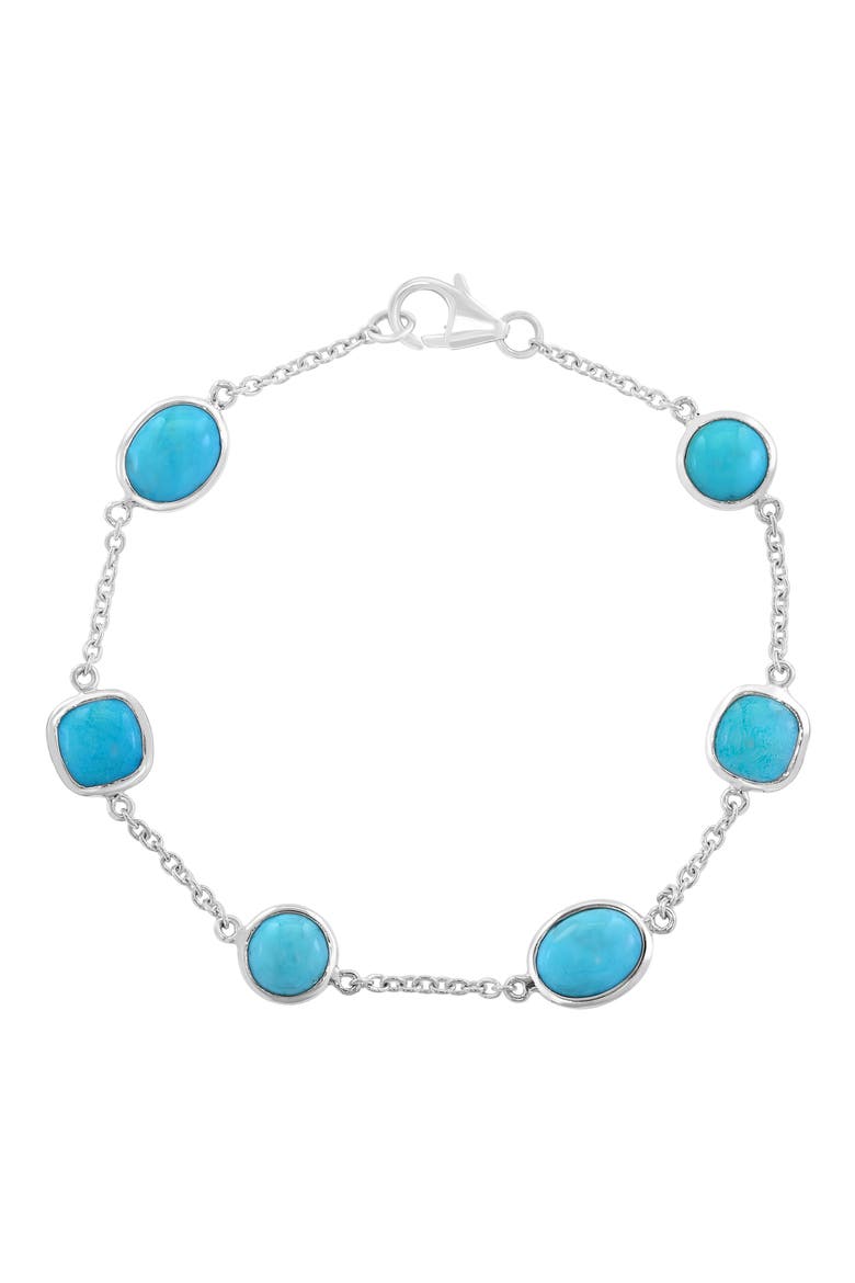 Sterling Silver Turquoise Station Bracelet, Main, color, BLUE