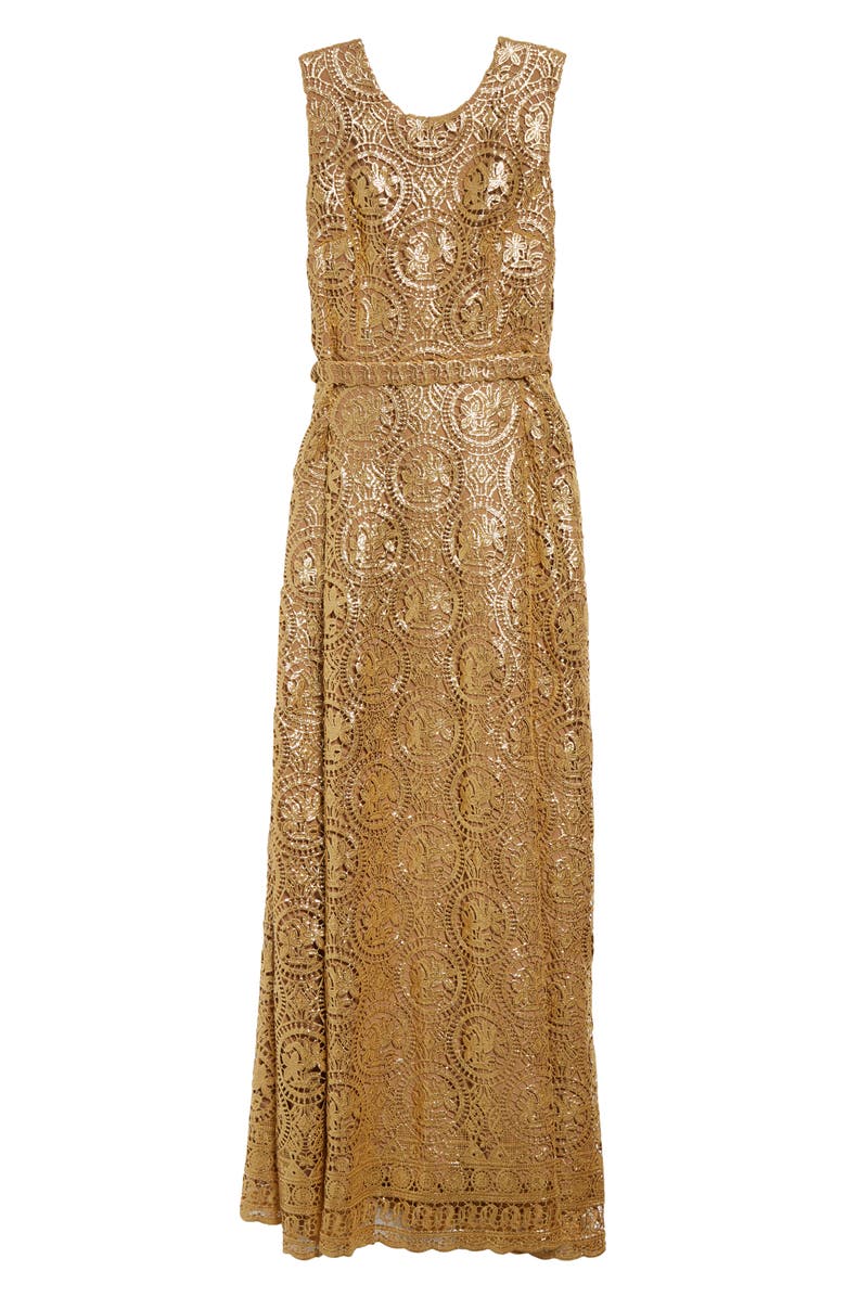 Emilia Wickstead Torres Metallic Guiure Lace Gown, Alternate, color, Gold