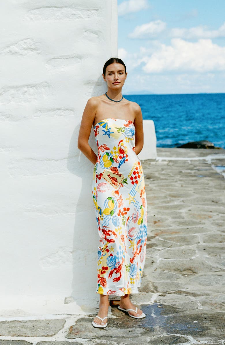 LSPACE Spring in Love Strapless Dress, Alternate, color, Seaside Soiree