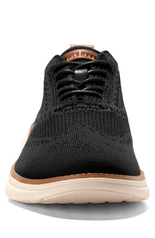 Cole Haan Grand Hurrion Stitchlite Wing Oxford In Black/ivory/british Tan