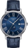 Tissot T-Classic Carson Premium Moonphase Leather Strap Watch, 40mm