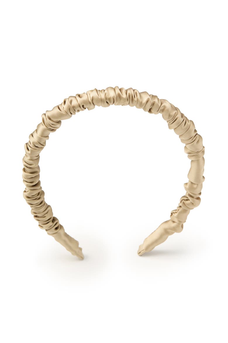 Scrunched Silk Skinny Headband, Alternate, color, Apricot