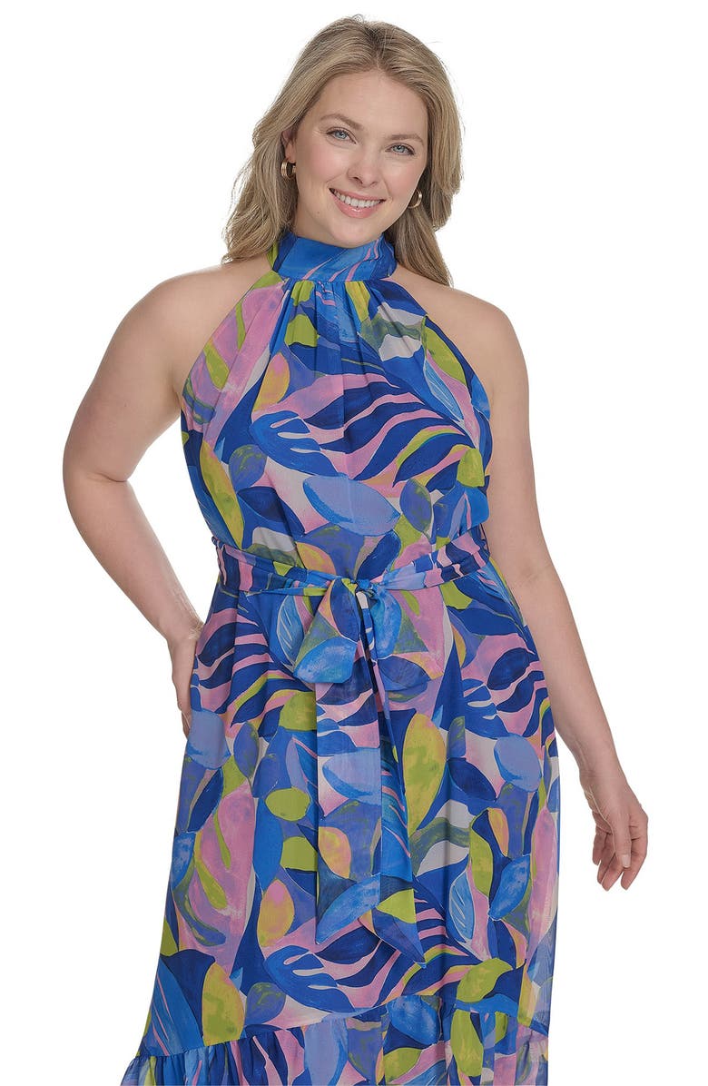 Eliza J Floral Sleeveless High-Low Dress, Alternate, color, Blue Multi