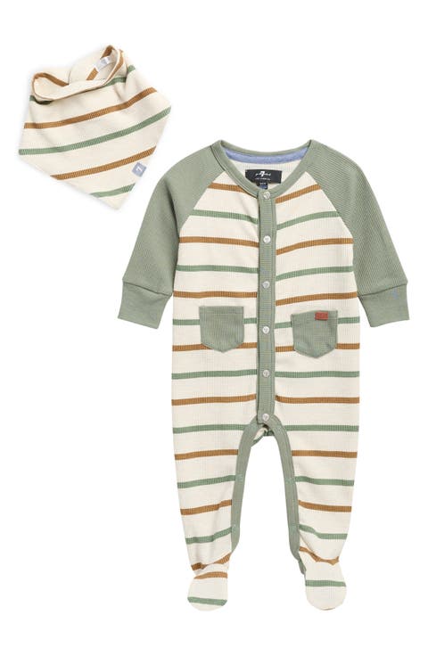 2-Piece Waffle Knit Footie & Bib Set