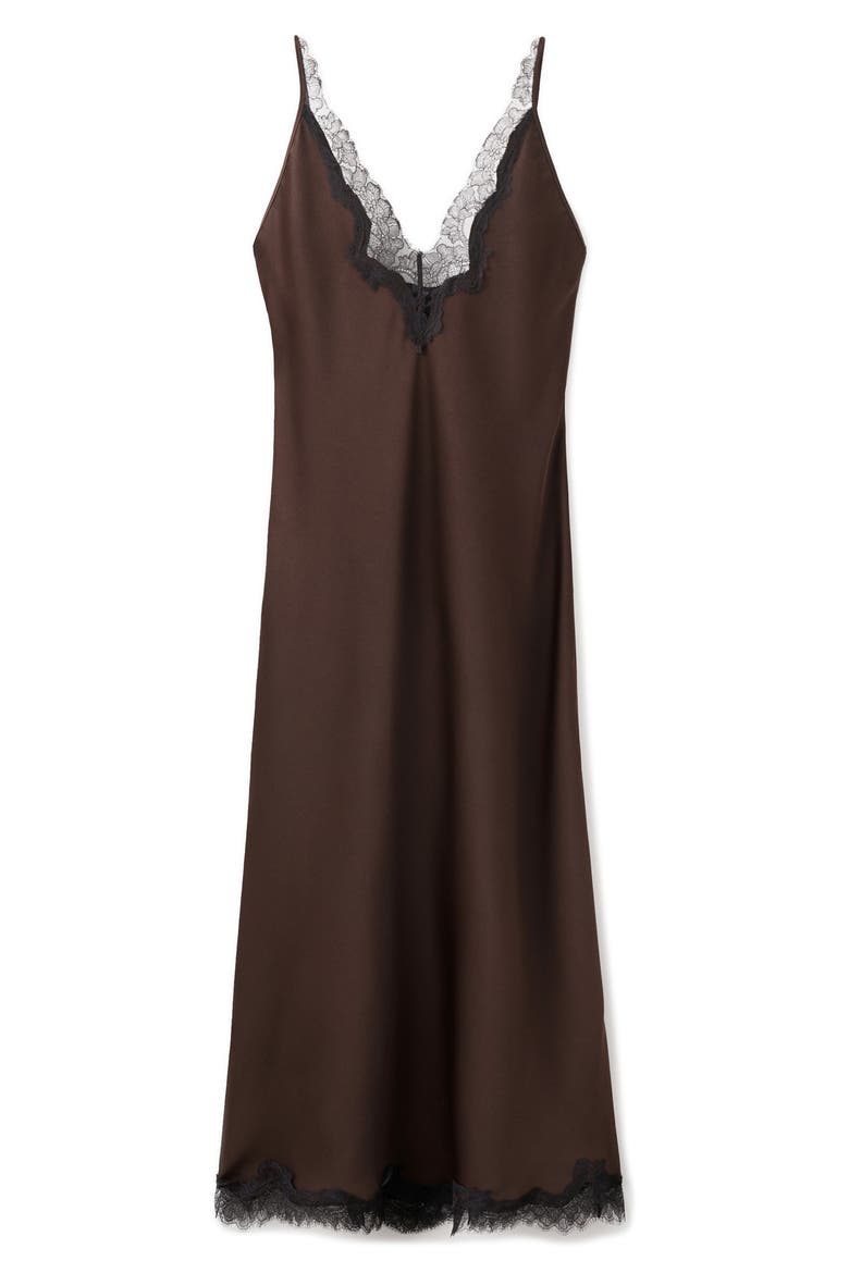 Satin Camisole Midi Dress, Alternate, color, BROWN