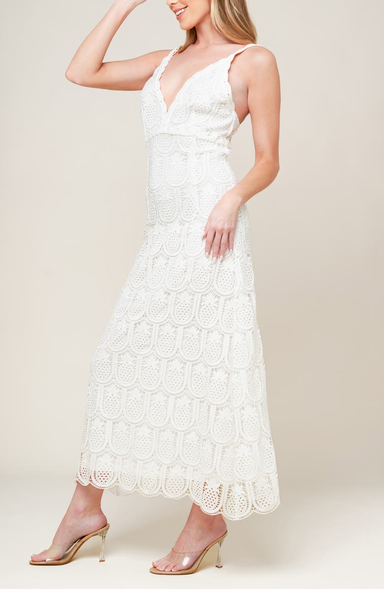 FLYING TOMATO Pineapple Lace Maxi Dress, Alternate, color, Off White