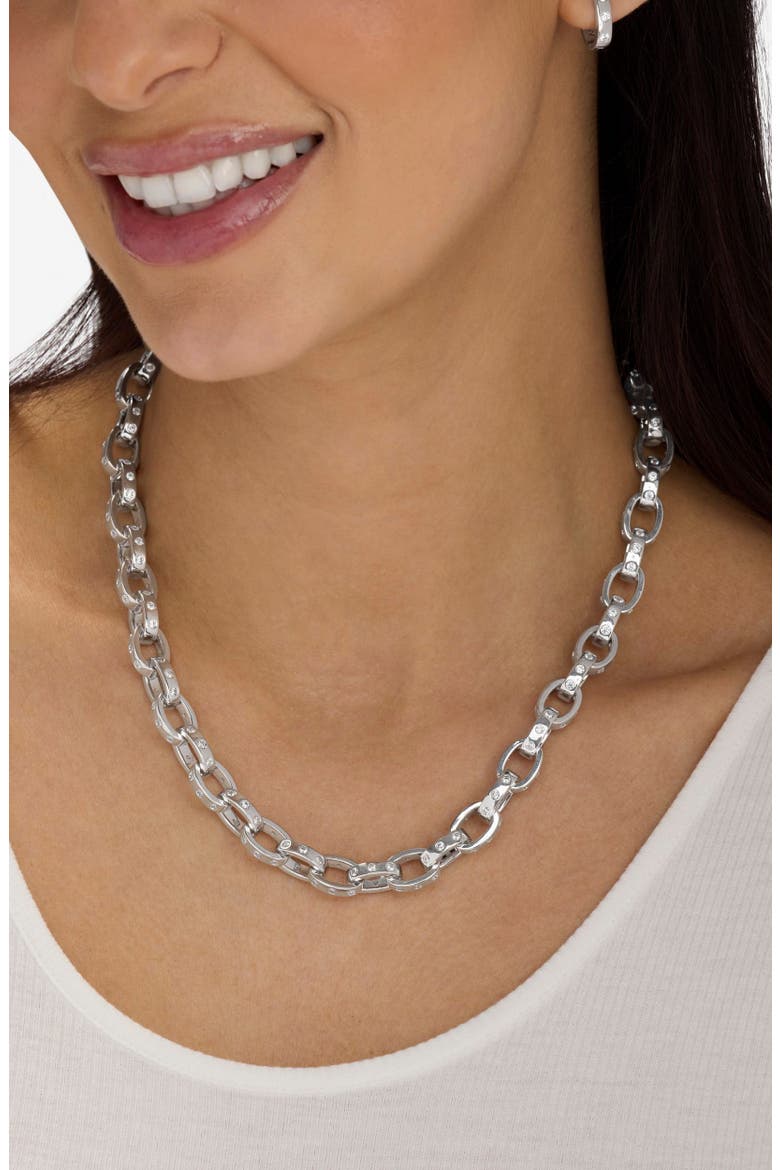 Ashley Cubic Zirconia Chain Link Necklace, Alternate, color, SILVER-WHITE