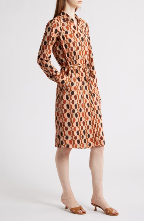 Nic + Zoe Nic+zoe Devon Circle Print Long Sleeve Belted Dress In Multi