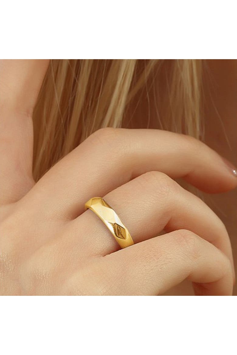 Sterling Silver Wide Hammered Ring, Alternate, color, Gold