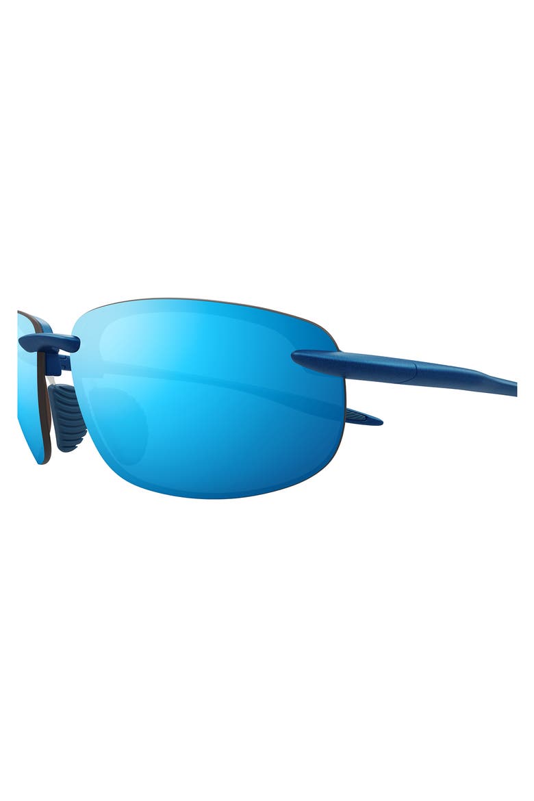 Hookipa 63mm PolarizedPlus®2 Rectangular Sunglasses, Alternate, color, METAL MATTE BLUE/ BLUE HAWAII