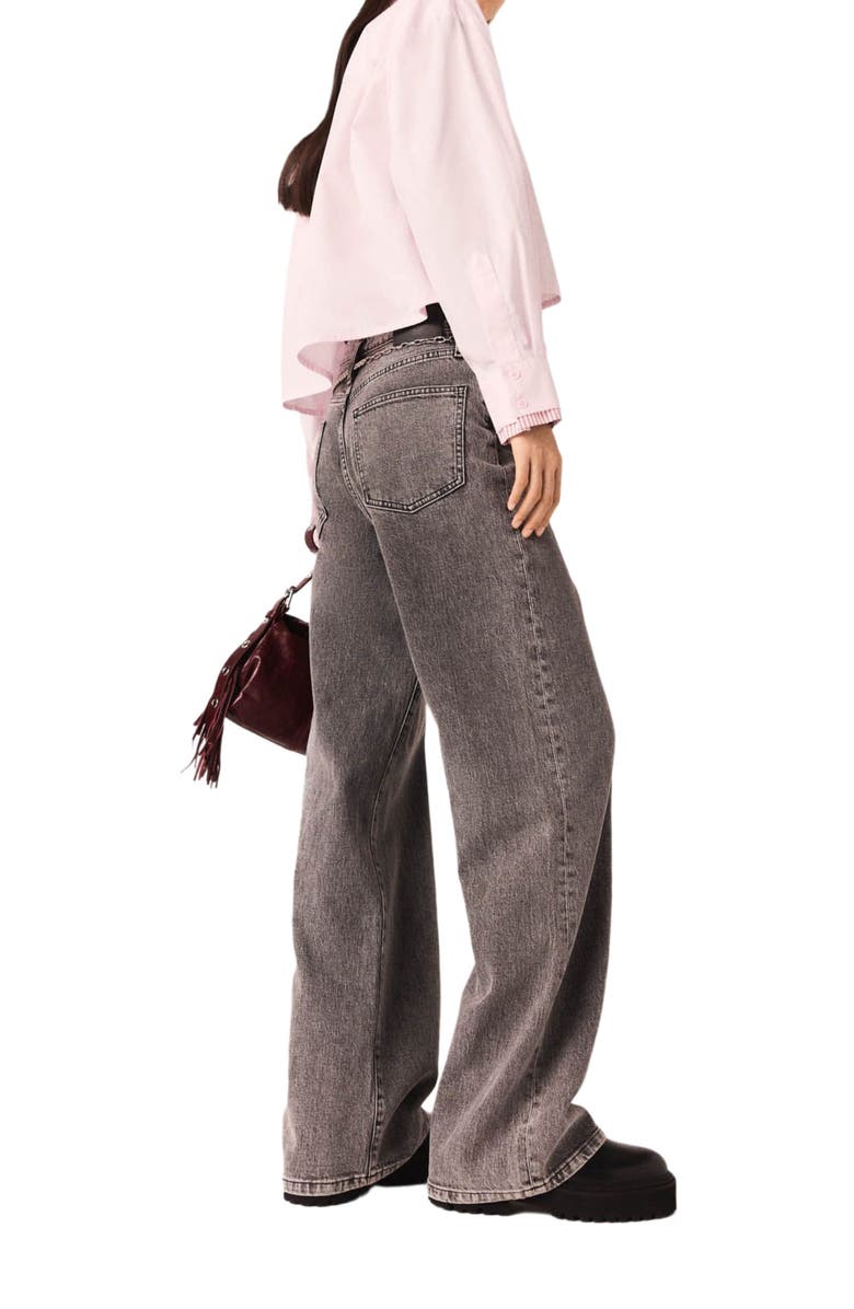 maje Wide-leg jeans with chain-link belt, Alternate, color, Grey