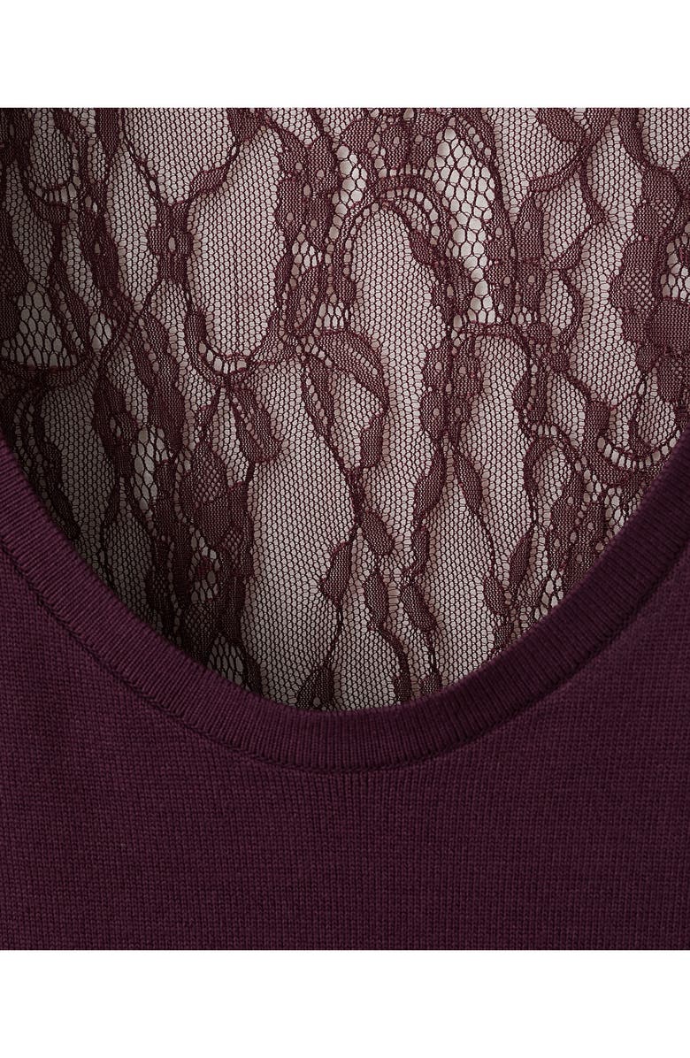 MANGO Lace Back Sweater Tank, Alternate, color, Purple