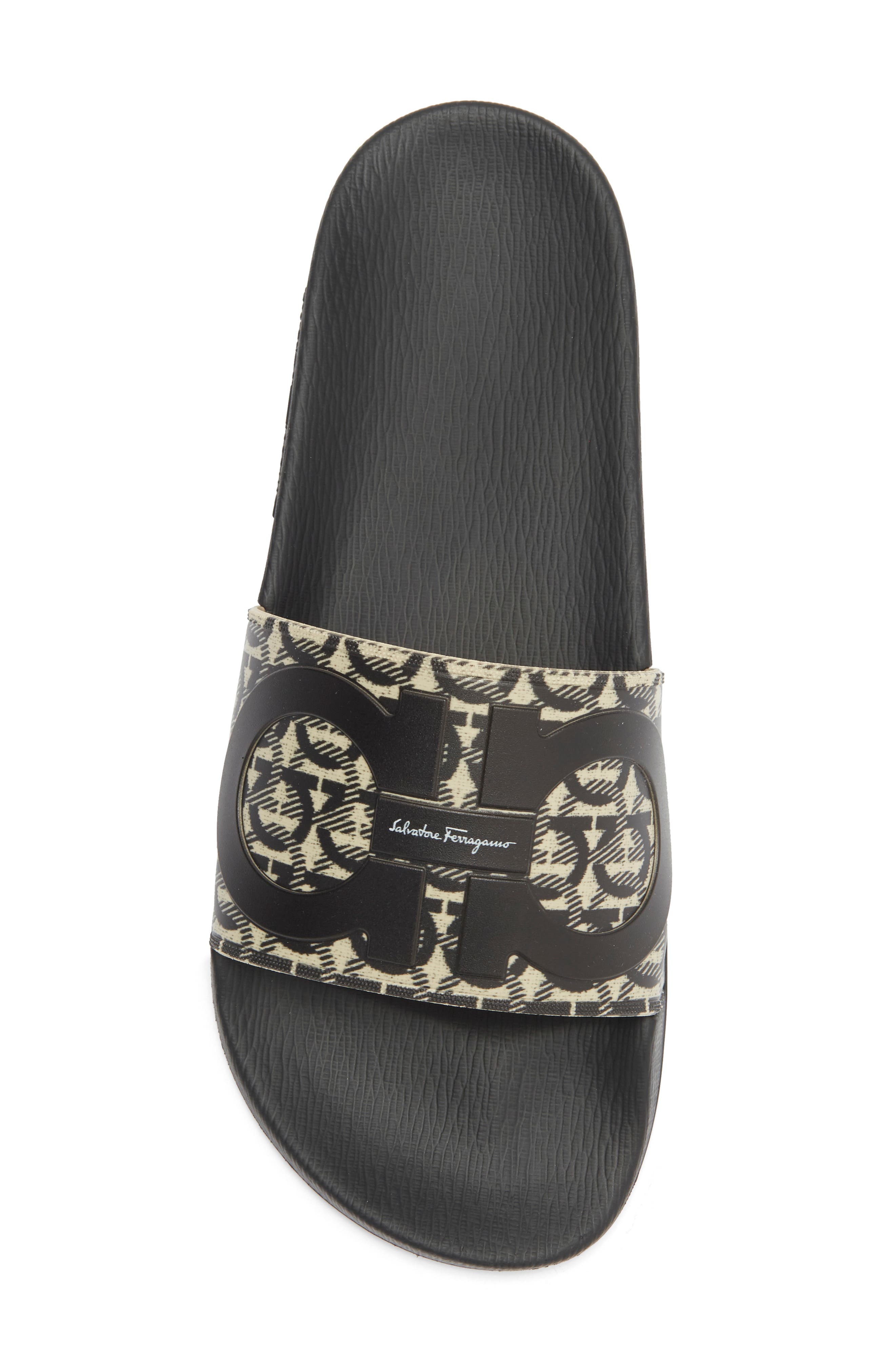Tomaio Slide Sandal, Alternate, color, BEIGE NERO GANCIO NERO ARGENTO