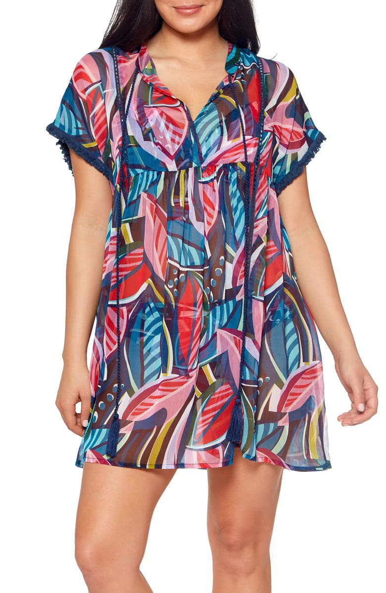 BLEU by Rod Beattie Absolutely Fabulous Chiffon Cover-Up Dress, Main, color,