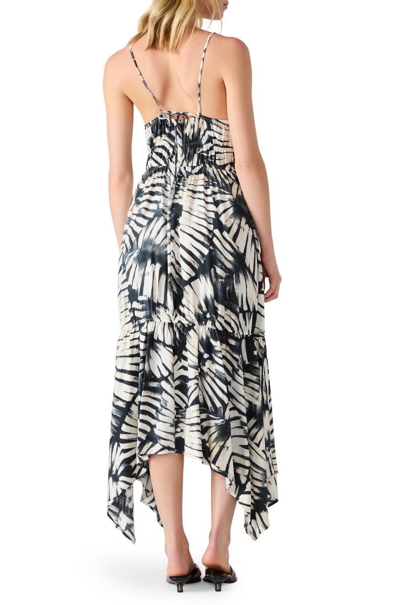 Steve Madden Jackie Printed Asymmetric Midi Dress, Alternate, color, Black/ White