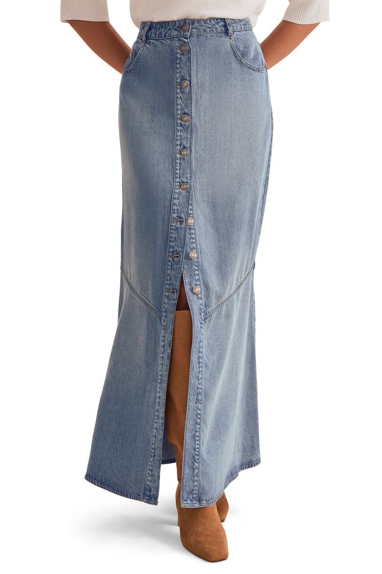 Lounge Denim Maxi Skirt, Main, color, INDIGO BLUE