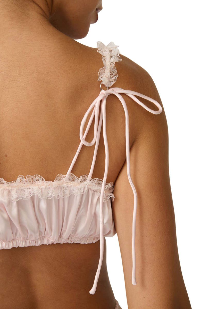 Kat The Label Lulu Tie Strap Lace Trim Bralette, Alternate, color, Ballerina