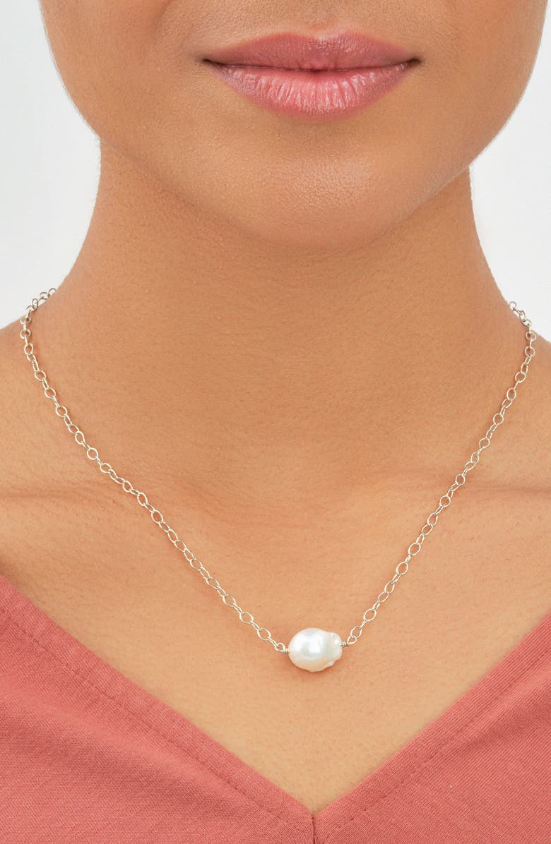 Sterling Forever Freshwater Pearl Pendant Necklace, Alternate, color, 