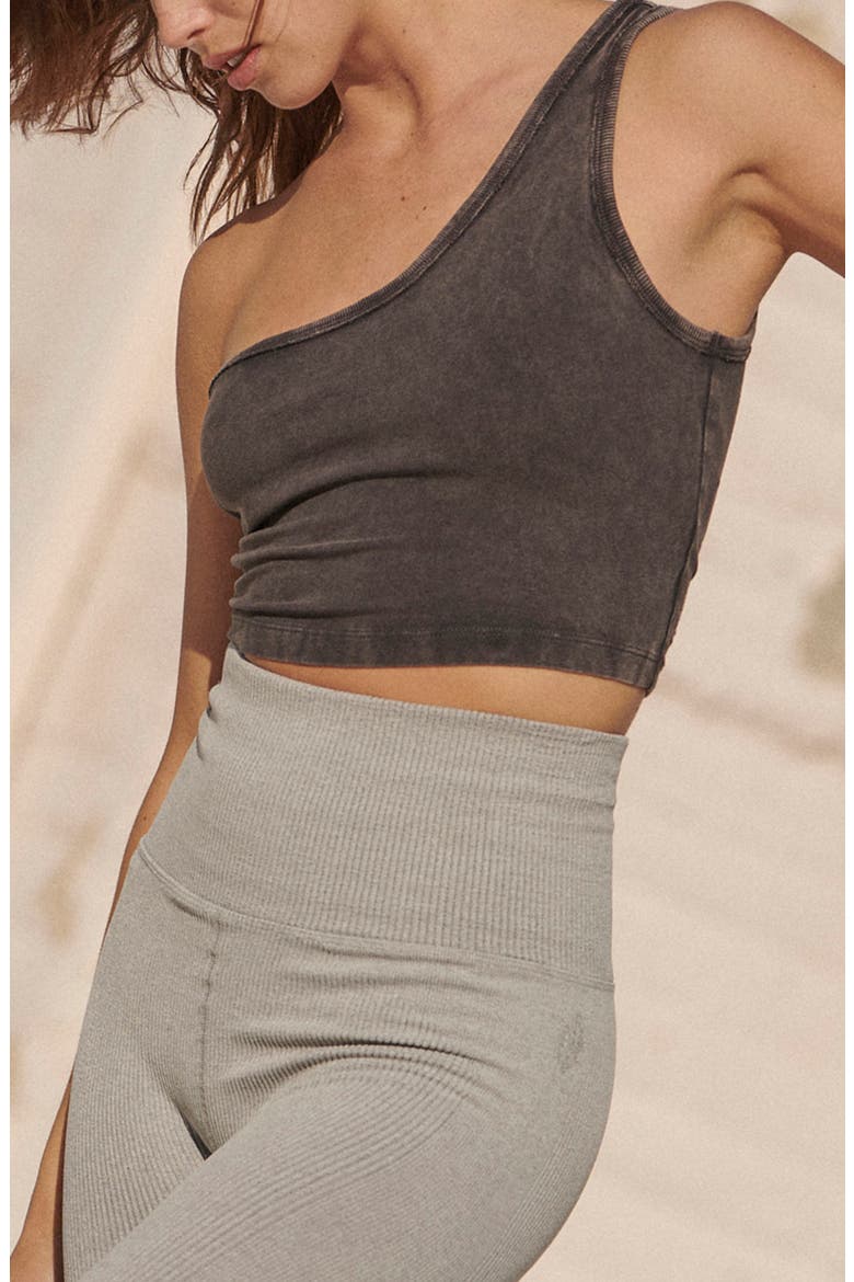 Free People FP Movement Hot Shoulder One-Shoulder Crop Tank, Alternate, color, BLACK