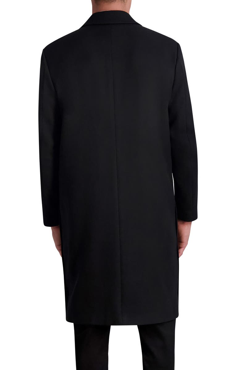 Karl Lagerfeld Paris White Label One Button Notched Lapel Topcoat, Alternate, color, Black