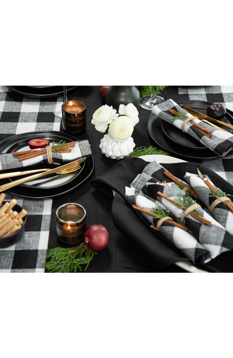Solino Home Linen Tablecloth - Buffalo Check, Alternate, color, Black And White