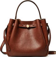 Tory Burch Romy Snake Embossed Leather Bucket Bag