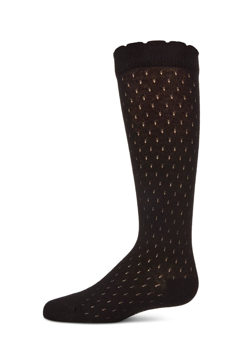 Pointelle Soft Stretch Knee Socks, Main, color, Black