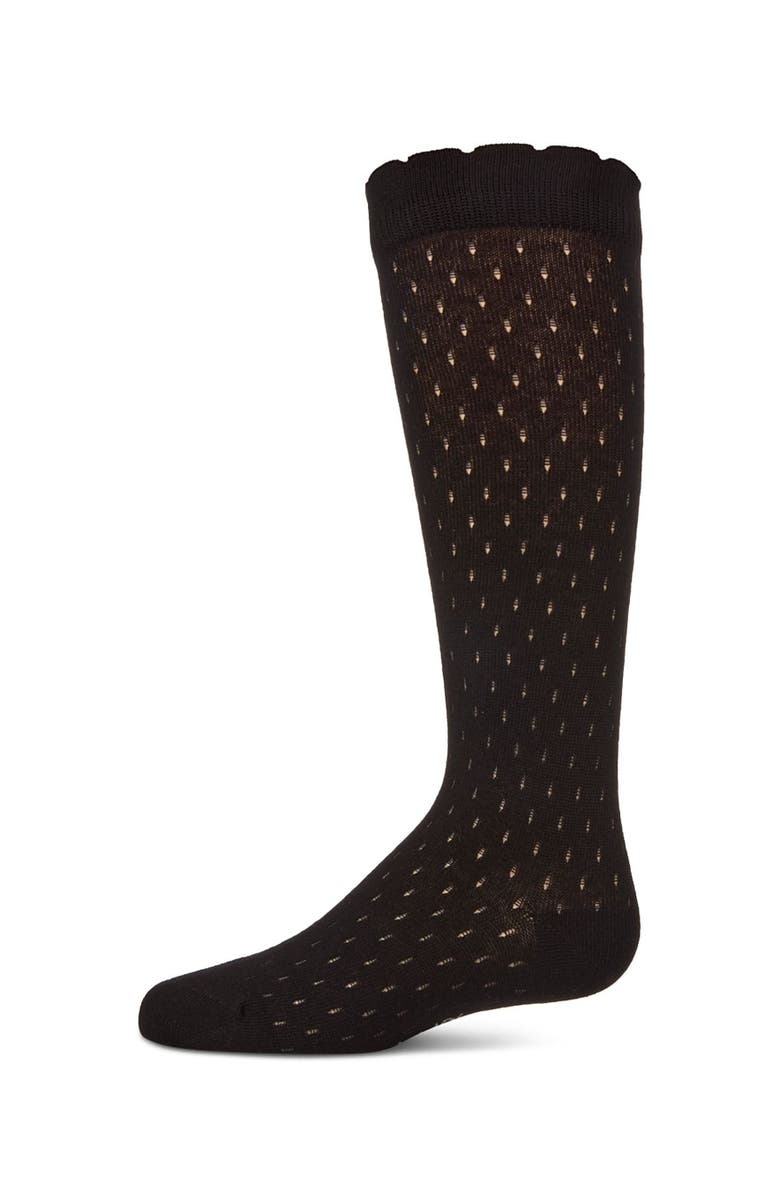 MeMoi Pointelle Soft Stretch Knee Socks, Main, color, Black