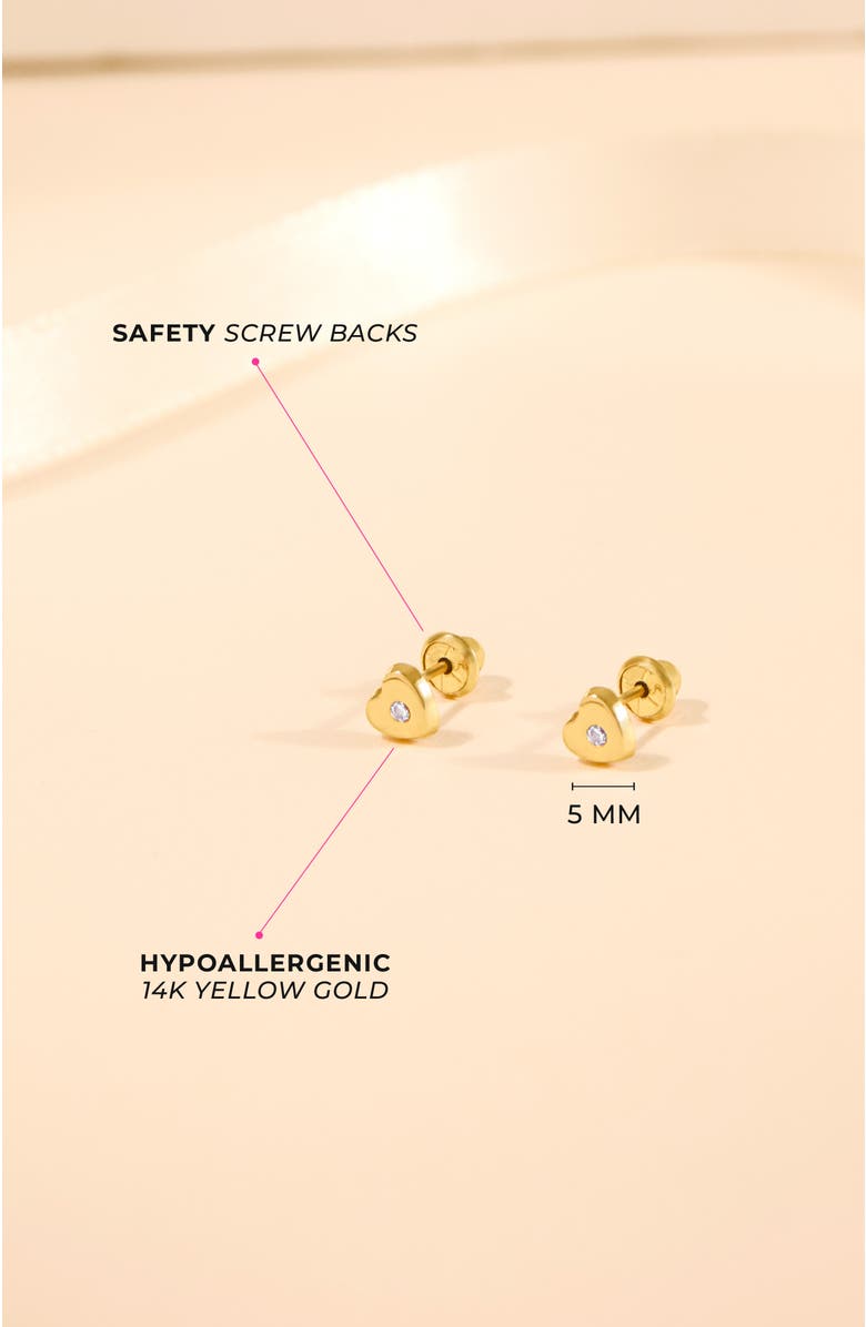 In Season Jewelry 14k Heart Cubic Zirconia Little Earrings, Alternate, color, Gold