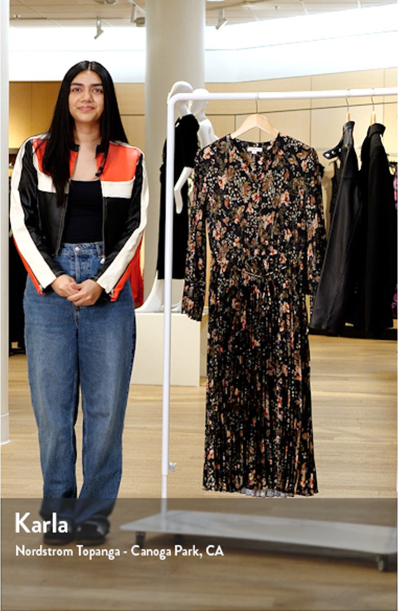 Orchid Vine Long Sleeve Micropleat Midi Dress, sales video thumbnail