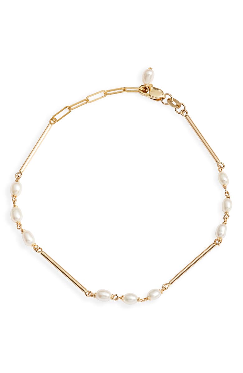 Poppy Finch Keshi Pearl Beaded Station Bracelet, Main, color, 