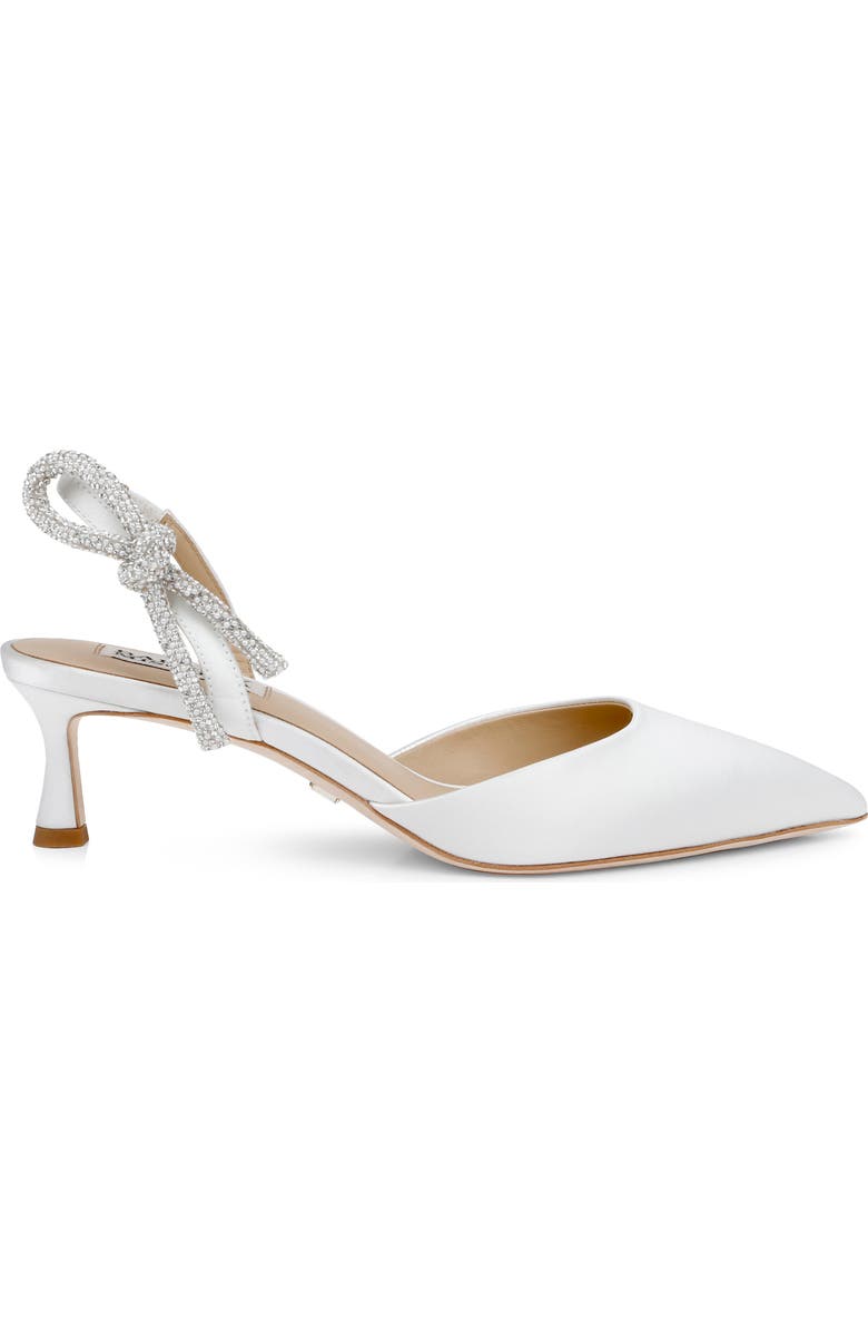 Badgley Mischka Bridal Gentry Slingback Pointed Toe Kitten Heel Pump, Alternate, color, White Satin