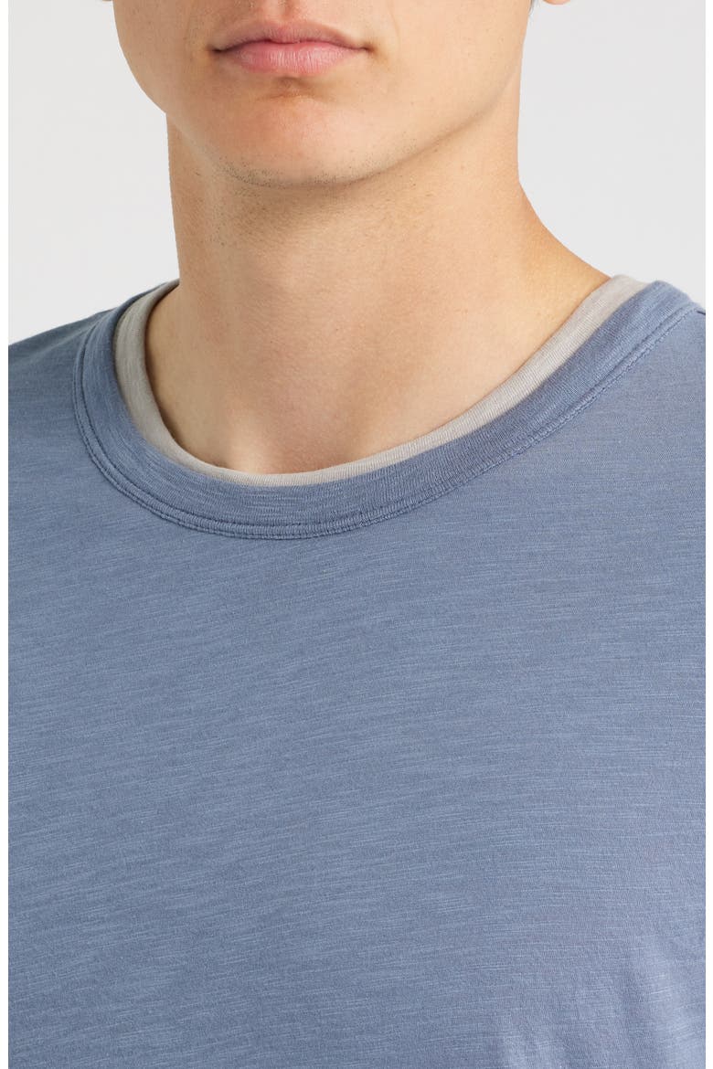 Fine Slub Layered Look Long Sleeve Pima Cotton T-Shirt, Alternate, color, HAWK BLUE/ COYOTE GRE