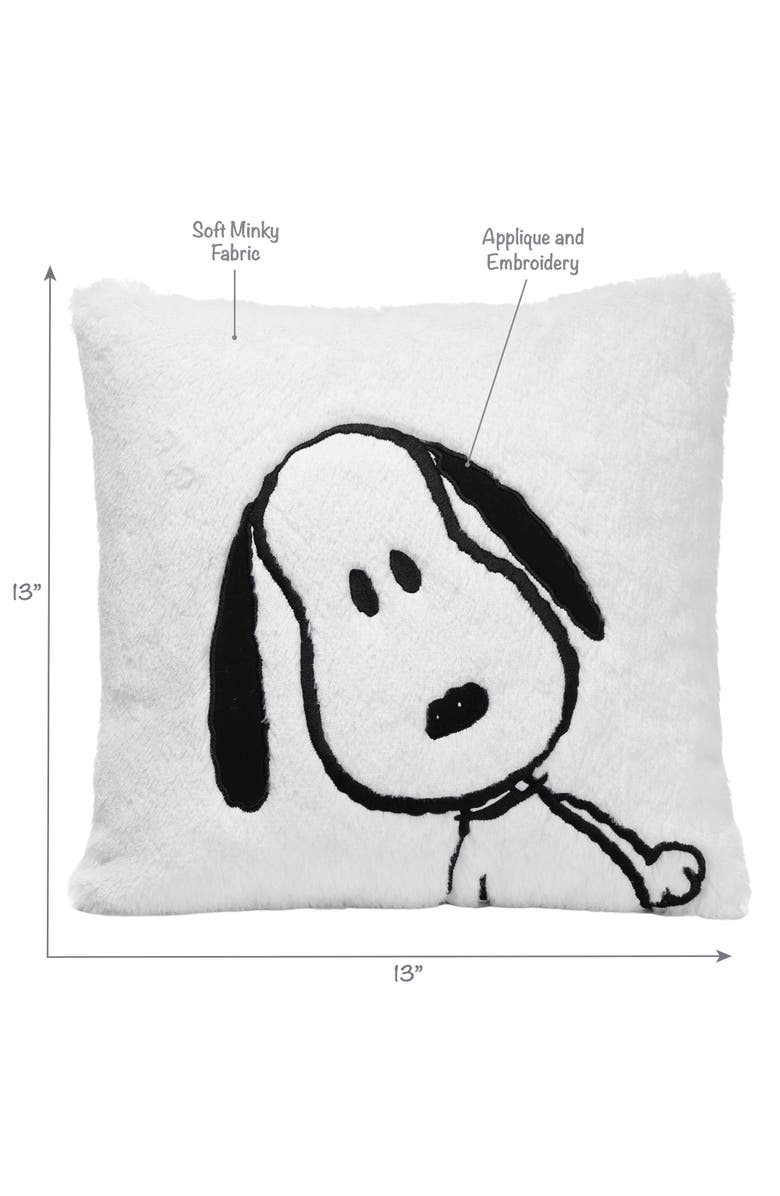 Lambs & Ivy Classic Snoopy Furry Decorative Nursery Throw Pillow, Alternate, color, White