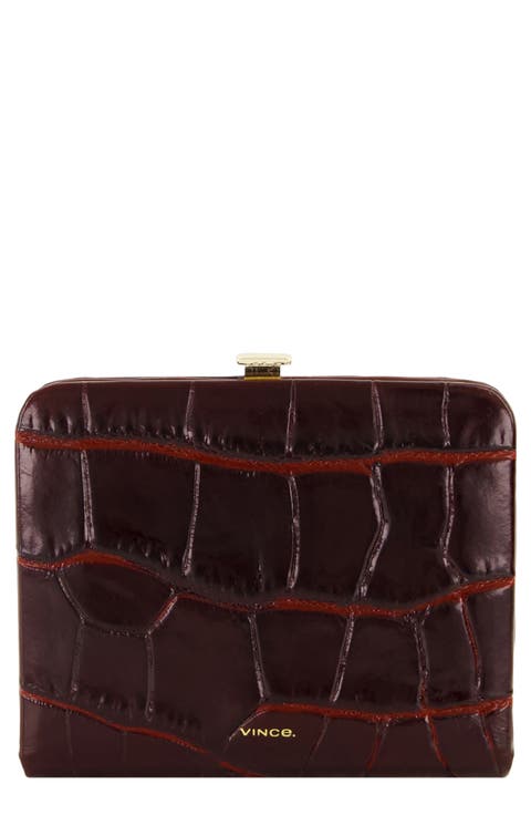 Croc Embossed Small Frame Wallet