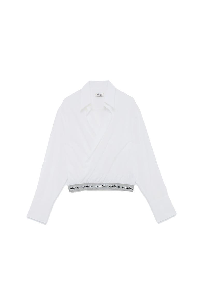 Poplin Shirt With Criss-Cross Neckline, Alternate, color, White