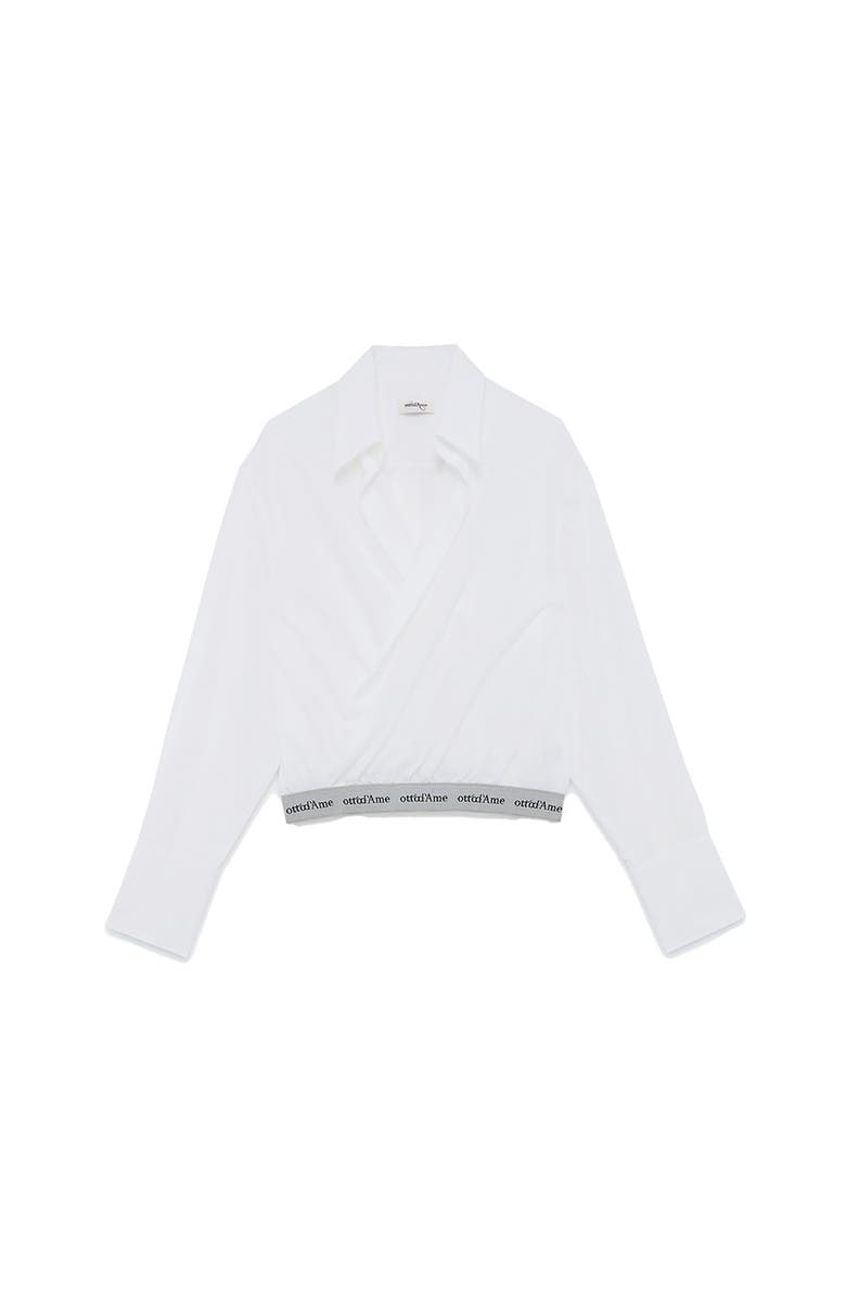 ottod'Ame Poplin Shirt With Criss-Cross Neckline, Alternate, color, White