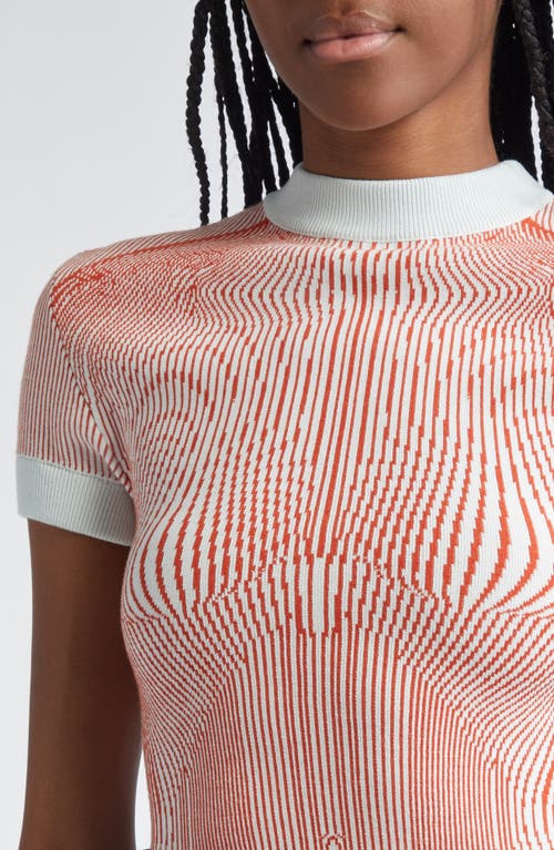Jean Paul Gaultier The Morphing Pinstripe Short Sleeve Sweater