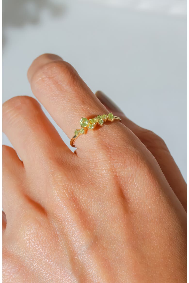 Asymmetric Gemstone Band Ring, Alternate, color, GREEN
